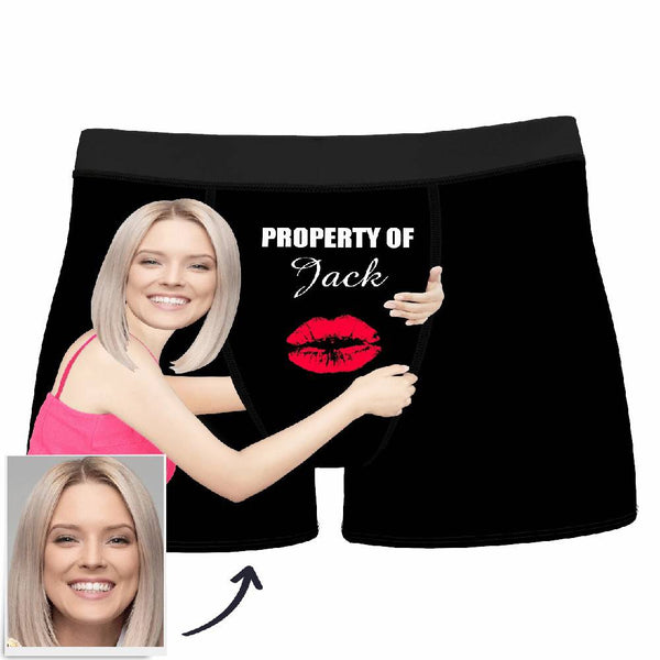 Custom Photo Boxer Property of Your Name Man