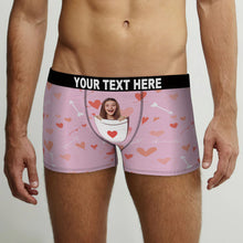 Custom Face Boxer Briefs Personalized Pink Underwear Heart Pattern