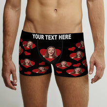Custom Face Boxer Briefs Personalized Photo Underwear Red Heart for Men