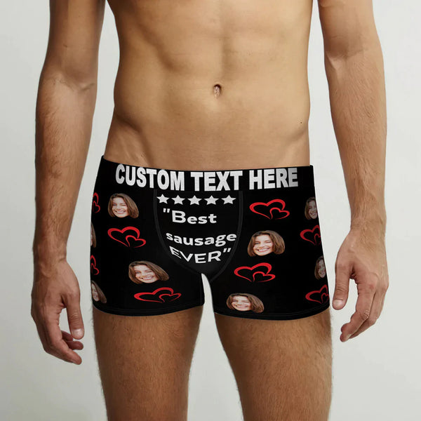 Custom Men's Face Boxer Briefs Best Sausage Ever Personalized Funny Valentine's Day Gift for Him