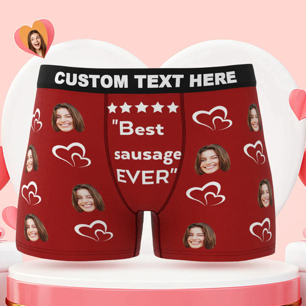 Custom Men's Face Boxer Briefs Best Sausage Ever Personalized Funny Valentine's Day Gift for Him