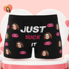 Custom Face Boxer Briefs Just Suck It Personalized Naughty Valentine's Day Gift for Him