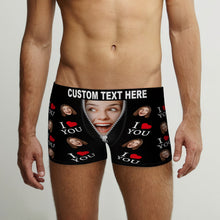 Custom Face Boxer Briefs I Love You Personalized Naughty Valentine's Day Gift for Him
