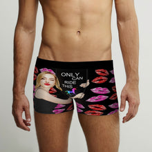 Custom Face Boxers Briefs Personalized Men's Underwear Red Lips Briefs With Photo - ONLY CAN RIDE THIS - SantaSocks