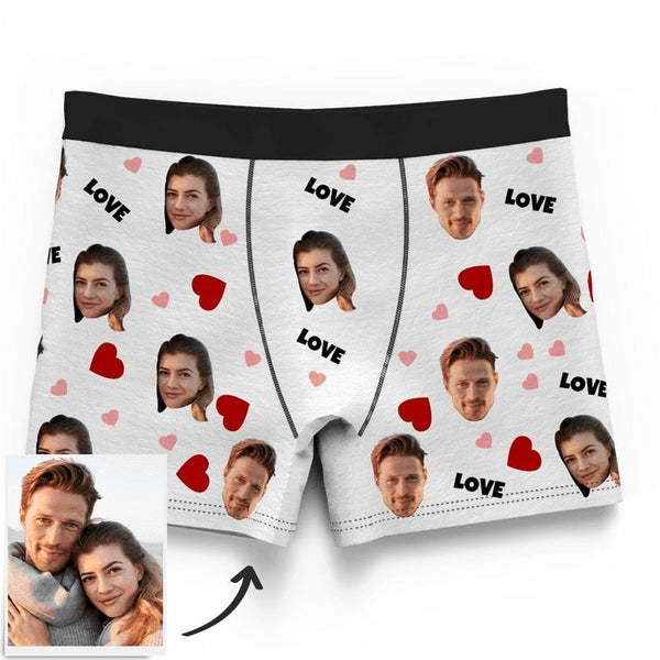 Men's Custom Love And Face On Boxer Shorts 3D Online Preview