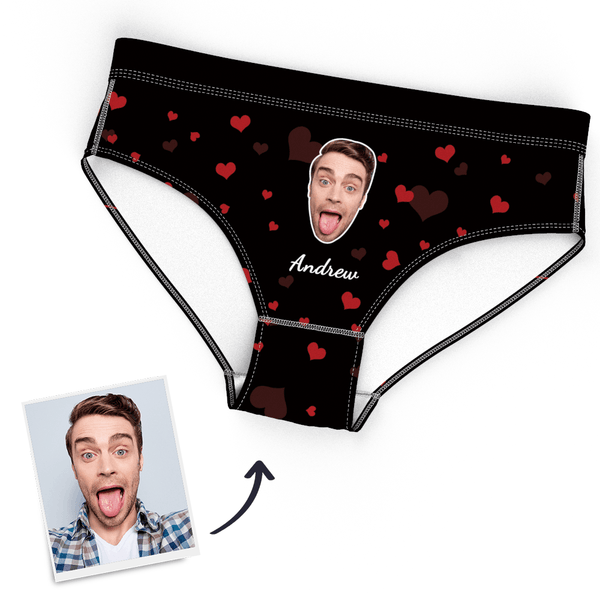 Couple Underwear Custom Women's Face And Name On Heart Panties
