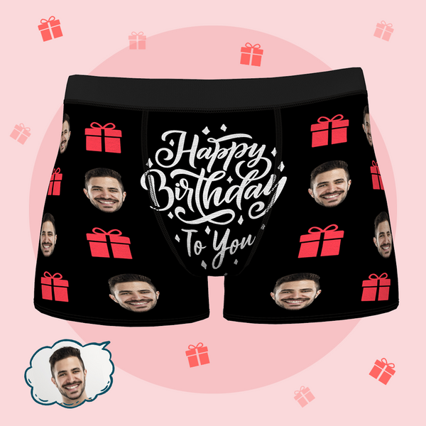 Custom Men's Boxer Briefs Happy Birthday To You Personalized Face Underwear for Men Great Birthday gift