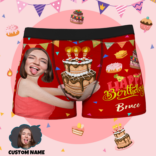 Personalized boxers Custom Face Custom Name Happy Birthday Men's All-Over Print Boxer Briefs Perfect gift for Your Husband Your Boy Friend