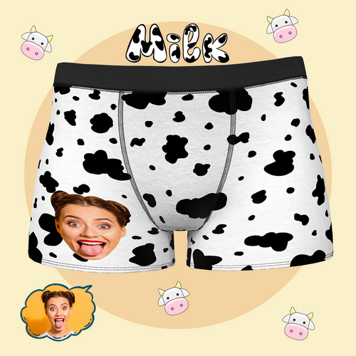 Custom Men Boxer Photo Funny Fat Cow Briefs Shorts with Girlfriend Face