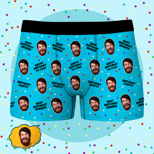 Custom Face Boxer Shorts Personalized Photo Boxer Shorts - Happy Birthday to You