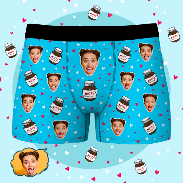 Custom Face Boxer Shorts Personalized Photo Boxer Shorts - Nutty About You