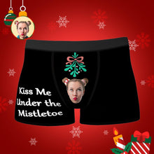 Custom Face Boxer Shorts Personalized Photo Boxer Shorts Christmas Gift - Meet Me Under the Mistletoe