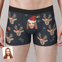 Custom Face Boxer Shorts Personalized Photo Boxer Shorts with Name Christmas Gift - Cute Elk