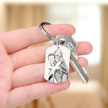 Personalized Couple Photo Stainless Steel Keychain Custom Anniversary Birthday Gift