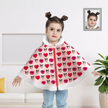 Custom Face Cape with Child Hat with Heart Pattern Warm Cape Gift for Children