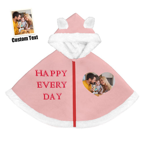 Custom Photo Engraved Cloaks with Children Hats warm Cloaks for Gifts to Children