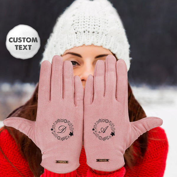 Custom Gloves Suede Ladies Gloves Personalized Letters Custom Gifts For Lovers