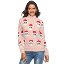 Custom Face Turtleneck for Women Christmas Sweater Knitted Loose Pullovers - Santa Claus