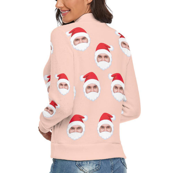 Custom Face Turtleneck for Women Christmas Sweater Knitted Loose Pullovers - Santa Claus