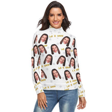 Custom Face Turtleneck for Women Christmas Sweater Knitted Loose Pullovers - Let it Snow