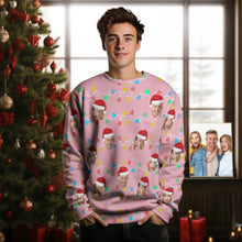 Custom Face Men's Round Neck Sweater Photo Christmas Family Xmas Leds Sweaters