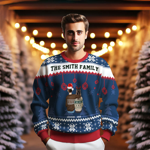 Personalized Unisex Ugly Sweater Christmas Gifts For Family - Family Member Back View