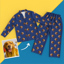 Custom Dog Face On Pajamas Shirt And Pants, Smoky Blue