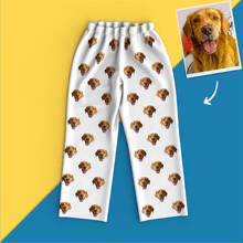 Custom Dog Face On Pajamas Pants, White