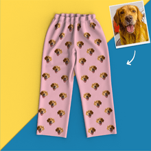 Custom Dog Face On Pajamas Pants, Pink