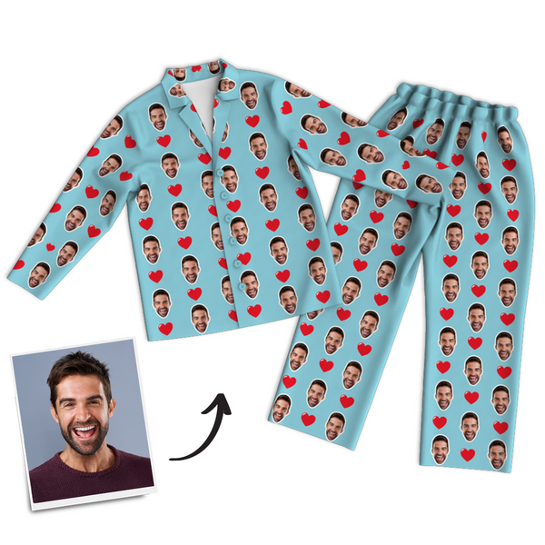 Custom Photo Long Sleeve Pajamas, Sleepwear, Nightwear - Sweet Heart