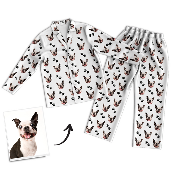 Custom Dog Photo Long Sleeve Pajamas, Sleepwear, Nightwear