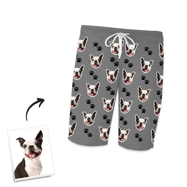 Custom Face Dog Footprints Short Pajama Pants Funny Gift