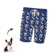 Custom Dog Photo Short Pajama Pants, Nightwear, Sleepwear, Footprints