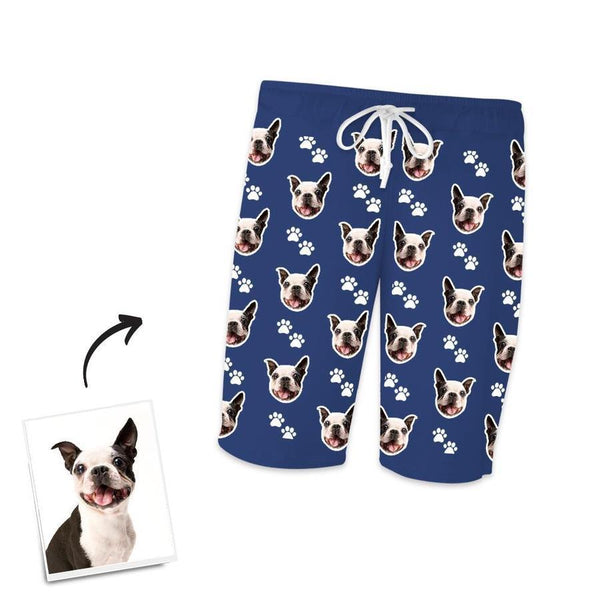 Custom Face Dog Footprints Short Pajama Pants Funny Gift