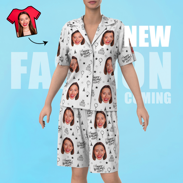 Custom Face Short Sleeve Pajamas Unique Birthday Photo Gift For Best Friend