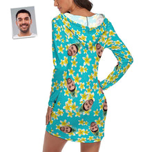 Custom Face Pajamas Women's Pajama Sets Long-sleeved Dress Summer Sleepwear - Yellow Flower