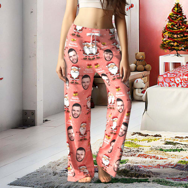 Custom Face Pants Ladie's Loose Wide-leg Pajama Pants Merry Christmas