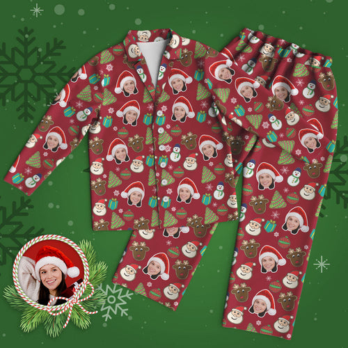 Custom Face Pajama Personalized Red Photo Pajamas Christmas Gifts