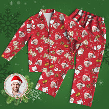 Custom Face Pajama Personalized Red Photo Pajamas Merry Christmas