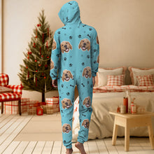 Custom Face Paw Print Onesies Christmas Pajamas One-Piece Sleepwear Christmas Gift
