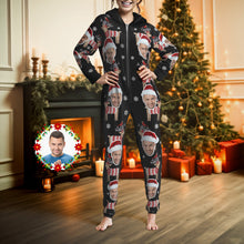 Custom Face Christmas Elk Onesies Pajamas One-Piece Sleepwear Christmas Gift
