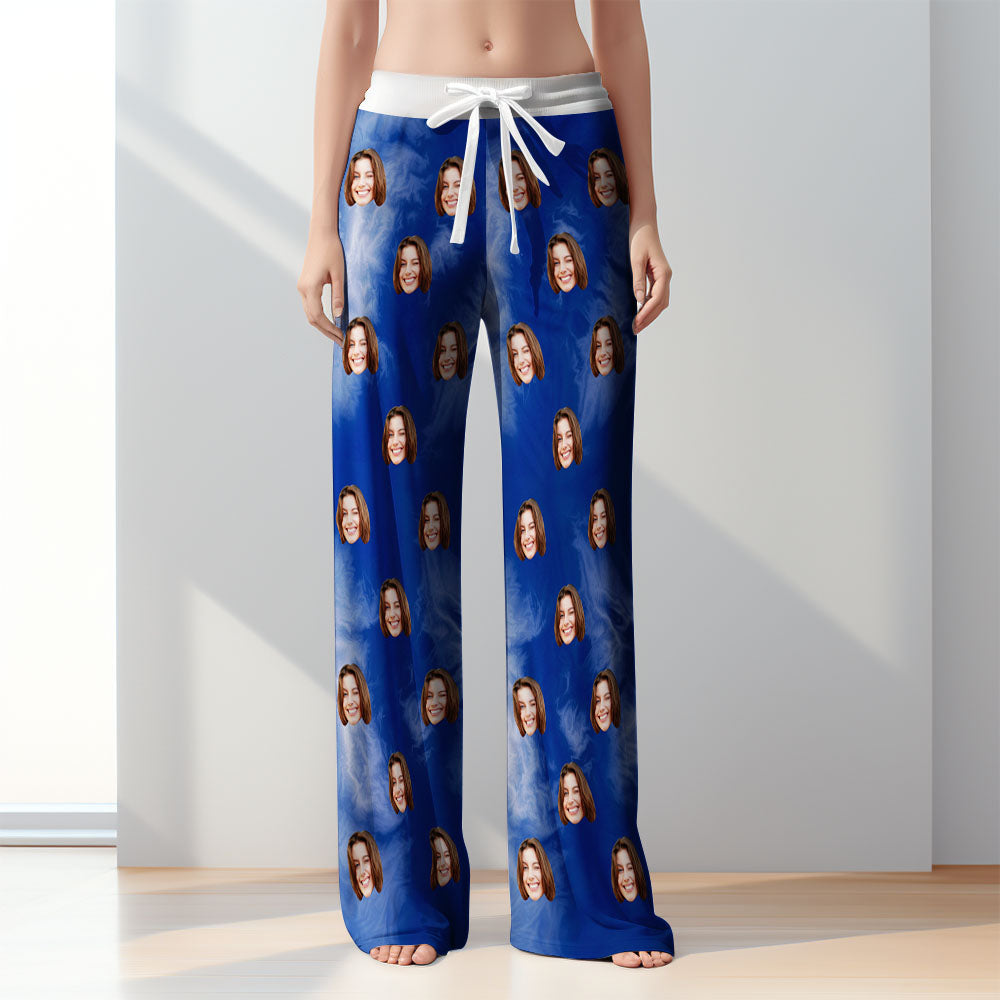 Custom Women Tie-dye Pajamas Blue Tie-dye Pajamas Pants