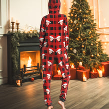 Custom Onesies Photo Pajamas One-Piece Sleepwear Red and Black Plaid Jumpsuit Homewear Christmas Gift For Her