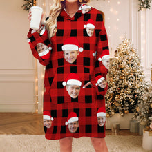 Custom Face Adult Unisex Blanket Pajamas Personalized Photo Christmas Family Buffalo Plaid Pajamas Merry Christmas