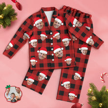 Custom Face Pajama Personalized Photo Christmas Family Buffalo Plaid Pajamas
