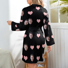 Custom Face Pink Heart Long Sleeved Nightgown Valentine's Day Gift