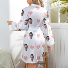 Custom Face Pink Heart Long Sleeved Nightgown Valentine's Day Gift