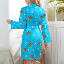 Custom Face Cat Paw Print Long Sleeved Nightgown For Cat Lover