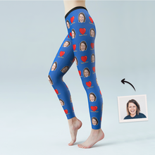 Women's Yoga gym pants Custom Face Leggings - Super Mom Heart