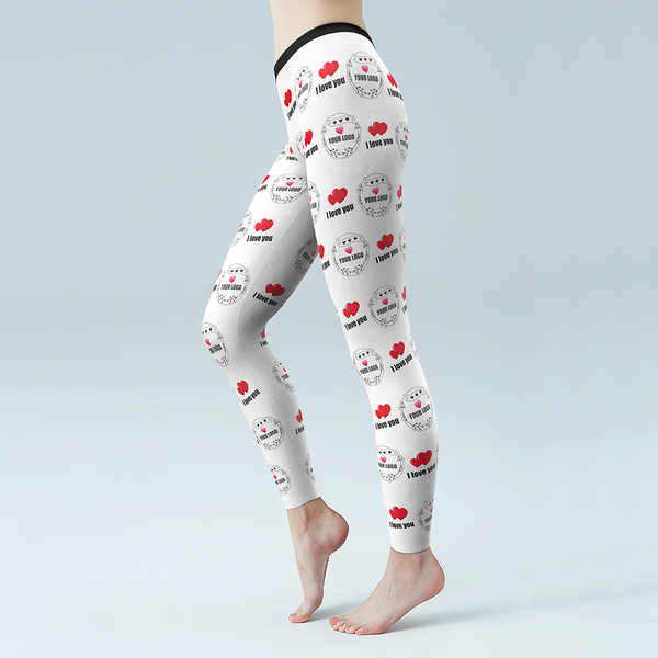 Custom Logo Leggings Low Gym Pants Company Gifts - Heart